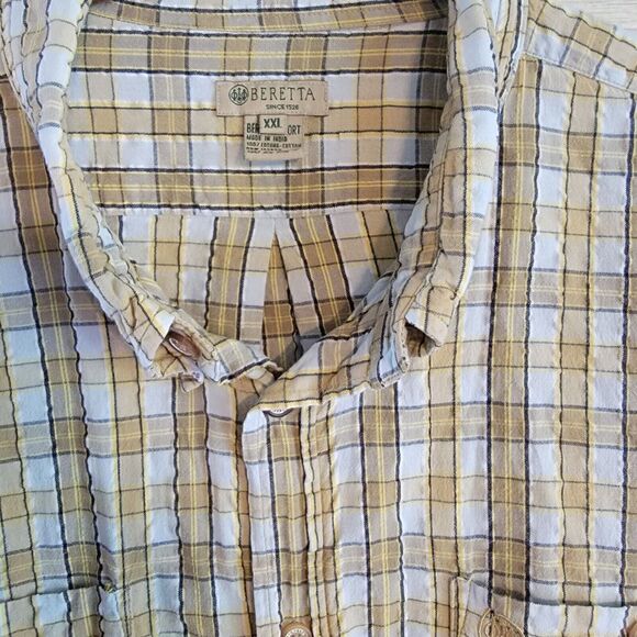 Beretta Sport Plaid Long Sleeve Button Down Shirt SZ XXL Hunting Shooting Top - Picture 3 of 7